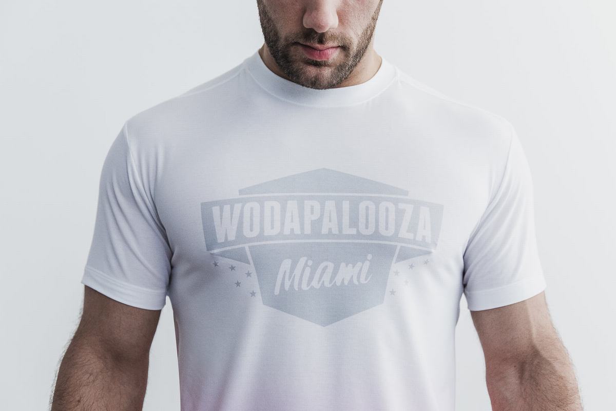 Nobull Wodapalooza Dip-Dye Men's T Shirts Pink | Australia (KQ3069)